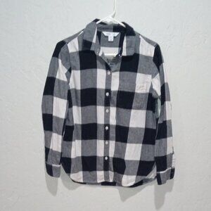 Old Navy Black & White Buffalo Check Button Up Shirt Woman's Size M